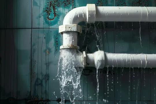 Water gushing from a burst white pipe against a wall, the sudden water loss that leads to a covered mold claim in Florida
